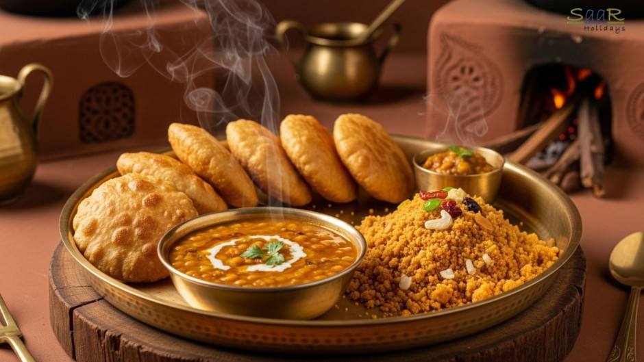 Rajasthan family tour with traditional food dal baati churma