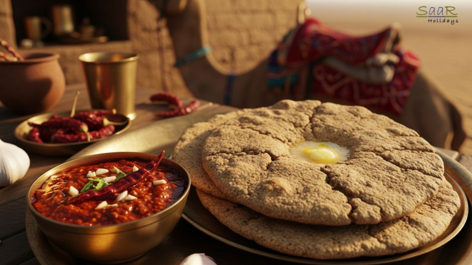 Rajasthan family tour with traditional food bajre ki roti & lehsun ki chutney