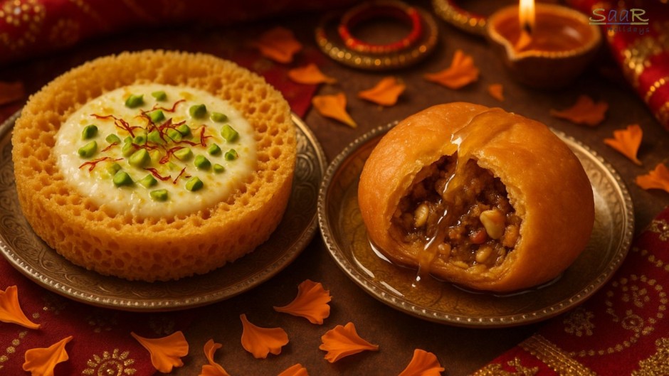 Rajasthan family tour with traditional food ghevar & mawa kachori