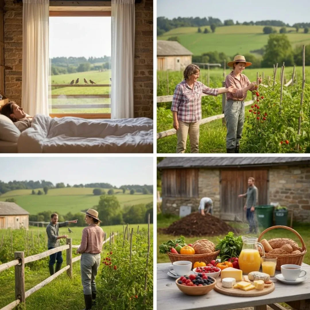 Eco-friendly farm stays offering organic living, fresh local produce, and scenic countryside experiences by Saar Holidays.